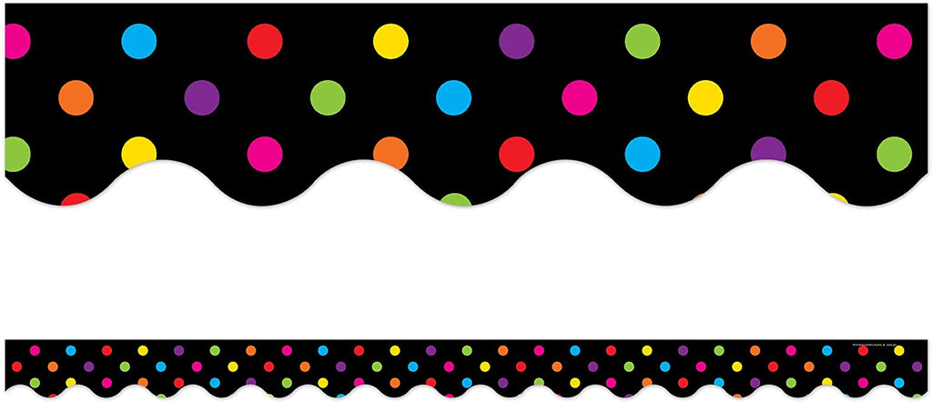 Black/Multicolor Dots Scalloped Border Trim, Black/Multi Color Dots ...