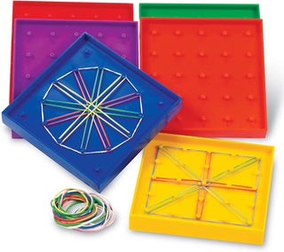 5-Inch Double-Sided Assorted Geoboard Shapes, Set of 6 Boards, Multi-color