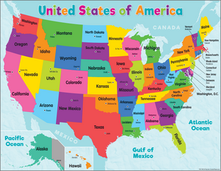 Colored Map of the United States Chart