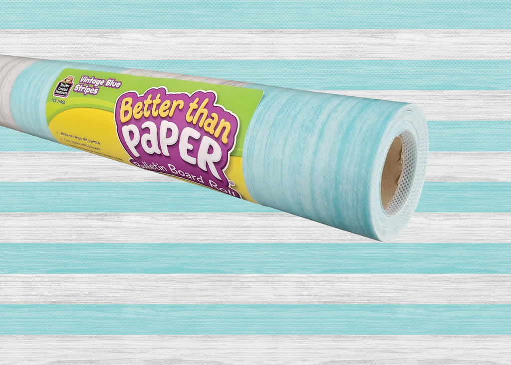 Better Than Paper Bulletin Board Roll - Vintage Blue Stripes