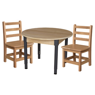 30" Round Hardwood Adjustable-Height Table w/ Chairs (12" Seat Height)