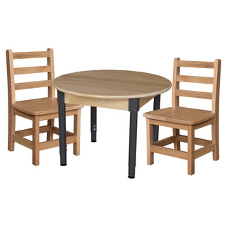 30" Round Hardwood Adjustable-Height Table w/ Chairs (16" Seat Height)
