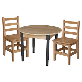 30" Round Hardwood Adjustable-Height Table w/ Chairs (14" Seat Height)