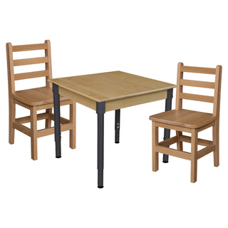 24" x 36" Rectangle Hardwood Adjustable-Height Table w/ Chairs (14" Seat Height)