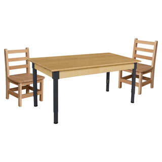24" x 48" Rectangle Hardwood Adjustable-Height Table w/ Chairs (11" Seat Height)