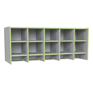 Rainbow Accents 10 Section Wall Mount Coat Locker - with Trays - Key Lime Green