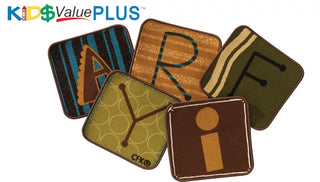 Toddler Alphabet Blocks Seating Squares Nature Colors Set of 26