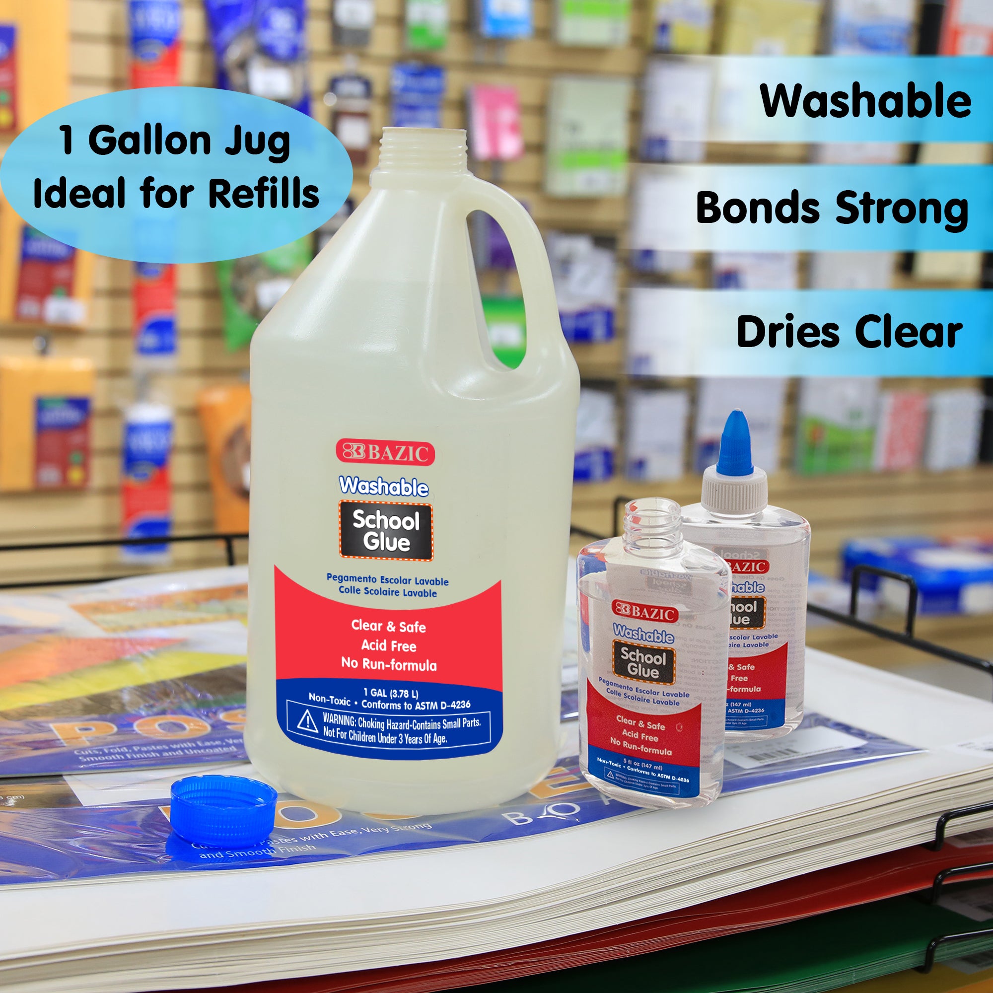 Clear Washable School Glue 1 Gallon – CM School Supply