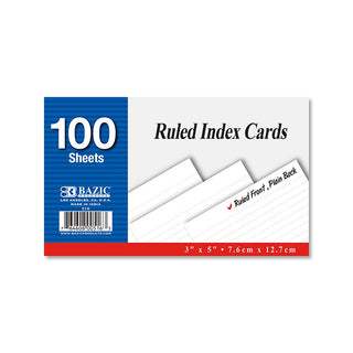 Index Card 100 Ct. 3" X 5" Ruled White Index Card