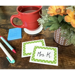 LIME POLKA DOTS NAMETAGS
