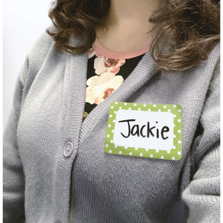 LIME POLKA DOTS NAMETAGS