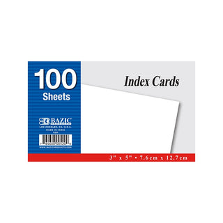 INDEX CARDS UNRULED 3"X5" 100 COUNT