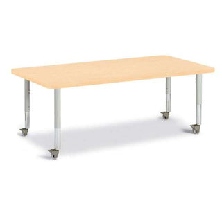 Berries® Rectangle Activity Table - 30" X 60", Mobile - Maple/Maple/Gray