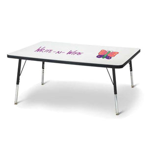 Berries Rectangle Dry Erase Table - 30" x 48", E-height - Write-n-Wipe/Black/Black