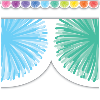 Colorful Poms Scalloped Die-Cut Border Trim