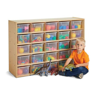 Young Time 25 Cubbie-Tray Storage - with Clear Bins