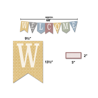 Classroom Cottage Pennants Welcome Bulletin Board Set
