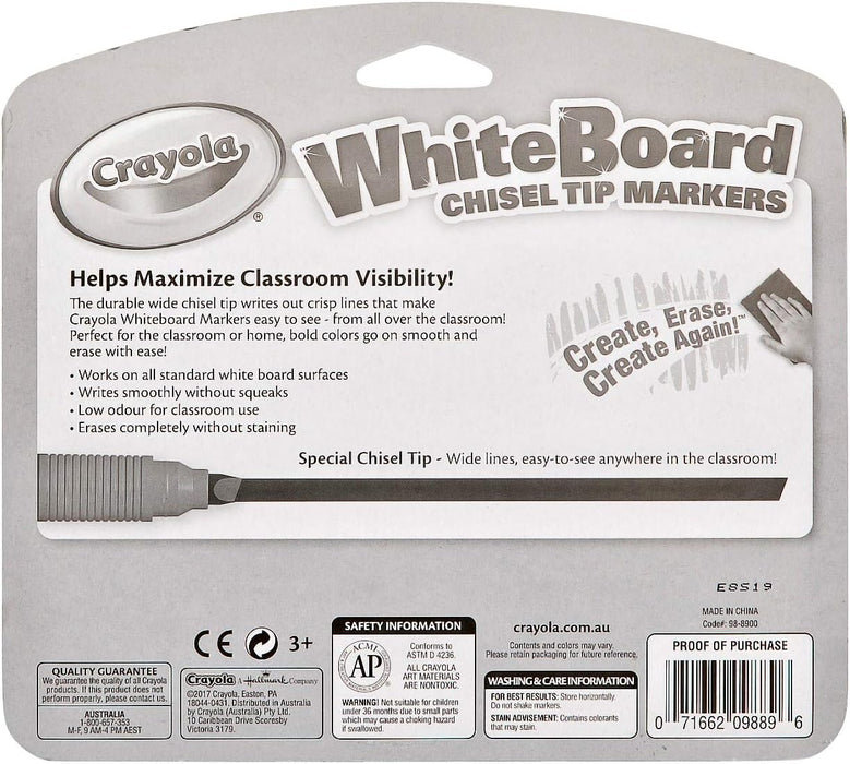 Crayola Dry Erase Markers, Chisel Tip, Low Odor, 8 Count