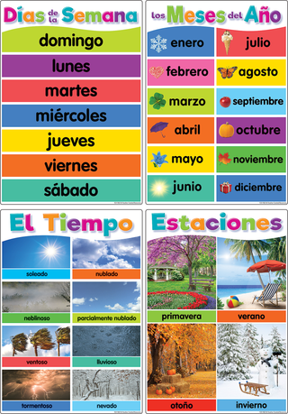Spanish Colorful Early Learning Small Poster Pack