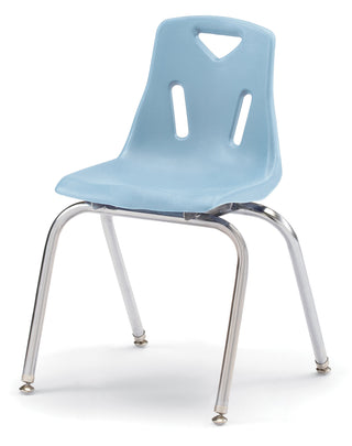 Berries Stacking Chair - Chrome-Plated Legs - Coastal Blue