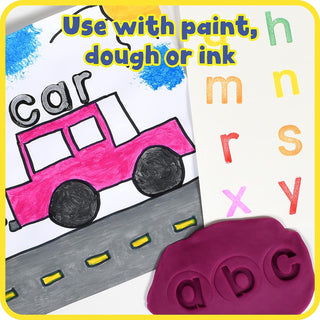 READY 2 LEARN Easy Grip Dough and Paint Stampers - Lowercase Alphabet - Set of 27
