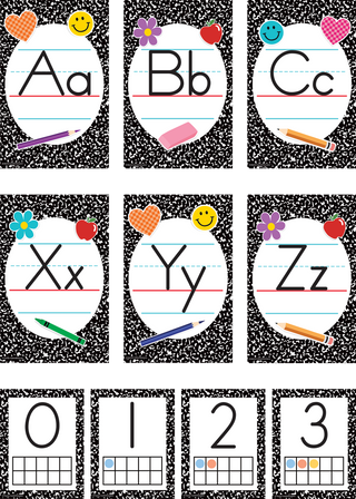 Cool for School Composition Alphabet Bulletin Board Set