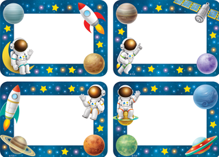 Outer Space Crew Name Tags/Labels - Multi-Pack