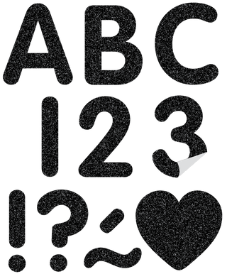 Black Glitz 2" Classic Self-Adhesive Letters Uppercase