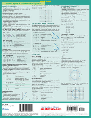 QuickStudy | Intermediate Algebra Laminated Study Guide
