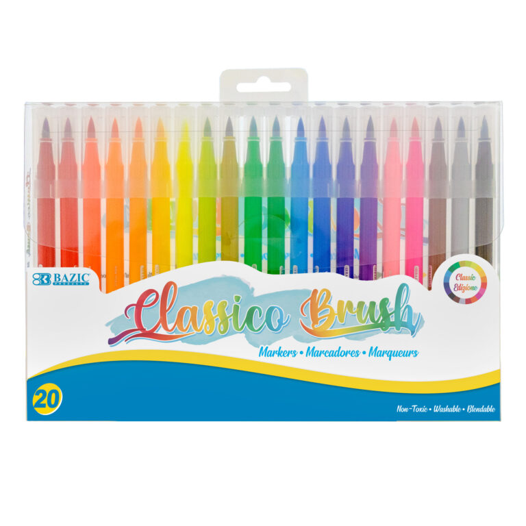 BAZIC Washable Markers Fine Line 24 Color Coloring Marker (24/Pack), 1-Pack