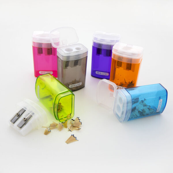 BAZIC DUAL BLADES SHARPENER W/ LID & RECEPTACLE