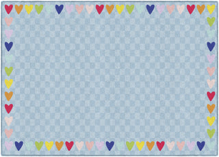 Blue With Rainbow Hearts Border Rug By Schoolgirl Style