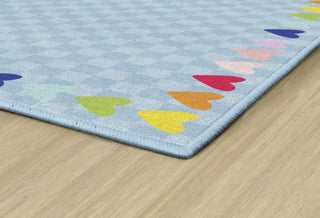 Blue With Rainbow Hearts Border Rug By Schoolgirl Style