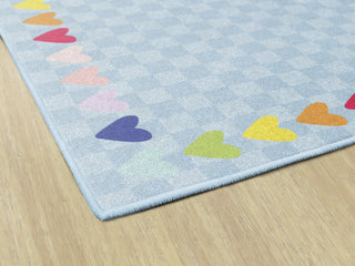 Blue With Rainbow Hearts Border Rug By Schoolgirl Style