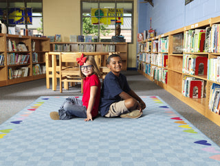 Blue With Rainbow Hearts Border Rug By Schoolgirl Style