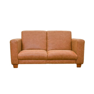 As We Grow Modern Sofa - Faux Distressed Leather Brown with Walnut Legs