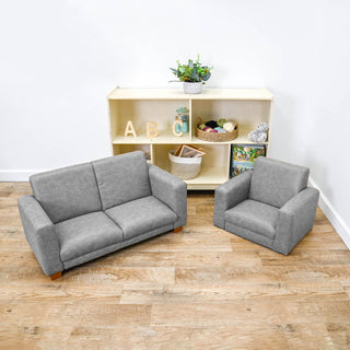 As We Grow Modern Chair and Sofa Set- Distressed Gray