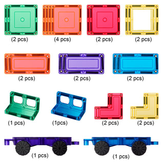 Learn and Grow Magnetic Tiles - Car Pack (28 Piece)