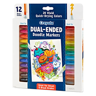 CRAYOLA DUAL-ENDED DOODLE MARKERS ASSORTED PACK OF 12