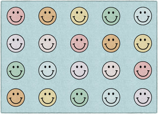 Pastel Rainbow Smileys Criss Cross Applesauce Rug