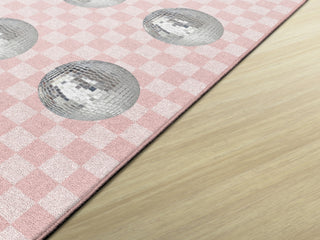 Pink Checkerboard Disco Ball Criss Cross Applesauce Rug By Schoolgirl Style
