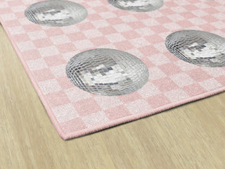 Pink Checkerboard Disco Ball Criss Cross Applesauce Rug By Schoolgirl Style