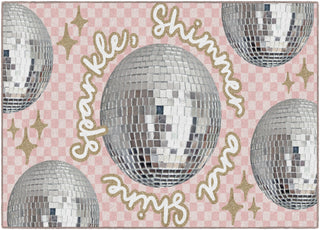 Sparkle, Shimmer, And Shine Disco Ball Checkerboard Rug