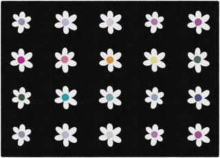 Daisies On Black Criss Cross Applesauce Rug