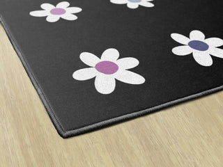 Daisies On Black Criss Cross Applesauce Rug By Schoolgirl Style