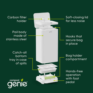 Compost Genie® Bin -   With 8 bags Refills and 4 Carbon Filters