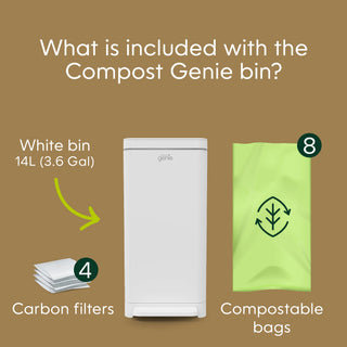 Compost Genie® Bin -   With 8 bags Refills and 4 Carbon Filters