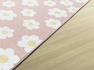 Retro Daisies On Pink Rug By Schoolgirl Style