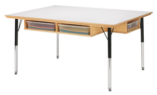 Jonti-Craft Table with Storage 24-31 inch with Clear Paper-Trays