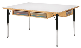 Jonti-Craft Table with Storage 15-24 inch with Clear Paper-Trays